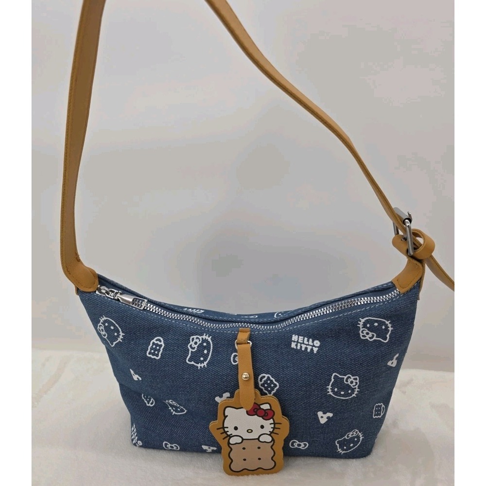 Hello Kitty Sanrio Crossbody Bag Blue Denim Cute Shoulder Bag Adjustable Strap - Picture 2 of 13